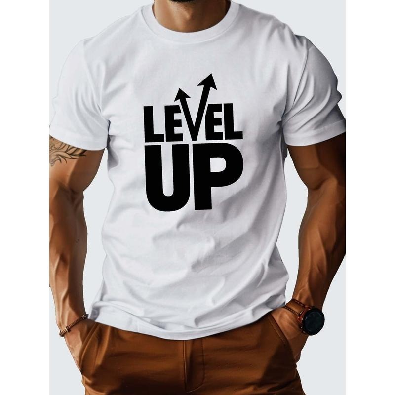 1 pc, 100% cotton T-shirt, LEVEL UP Pure Cotton Men's Tshirt Comfort Fit Made in USA