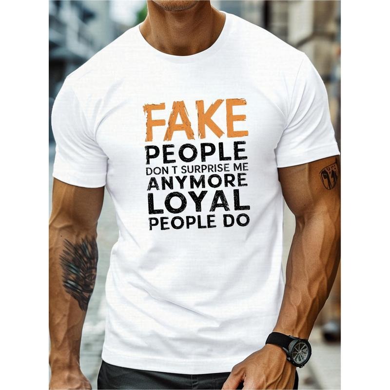 1 pc, 100% cotton T-shirt, loyal people surprised me printed men's fashion short sleeve T-shirt, portable all-in-one T-shirt for summer Made in USA