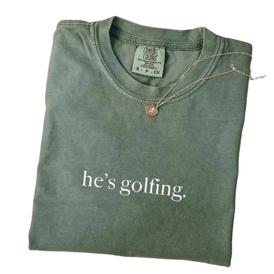 [100% COMFORT COLORS] He's Golfing Shirt, Golfer Wife Tee, Golf Player Shirt for Mom, Golf Season Tee, Golf Girlfriend,...