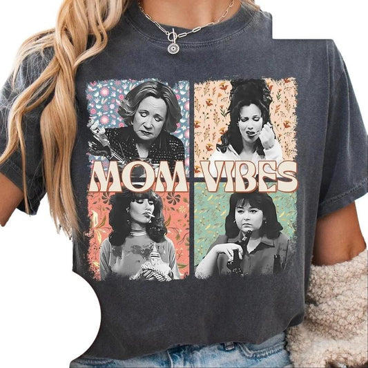 [100% COMFORT COLORS] Mom Vibes Shirt, Funny Mom Life Shirt, Retro Mother's Day Gift, Cool Mom Gifts for men women...
