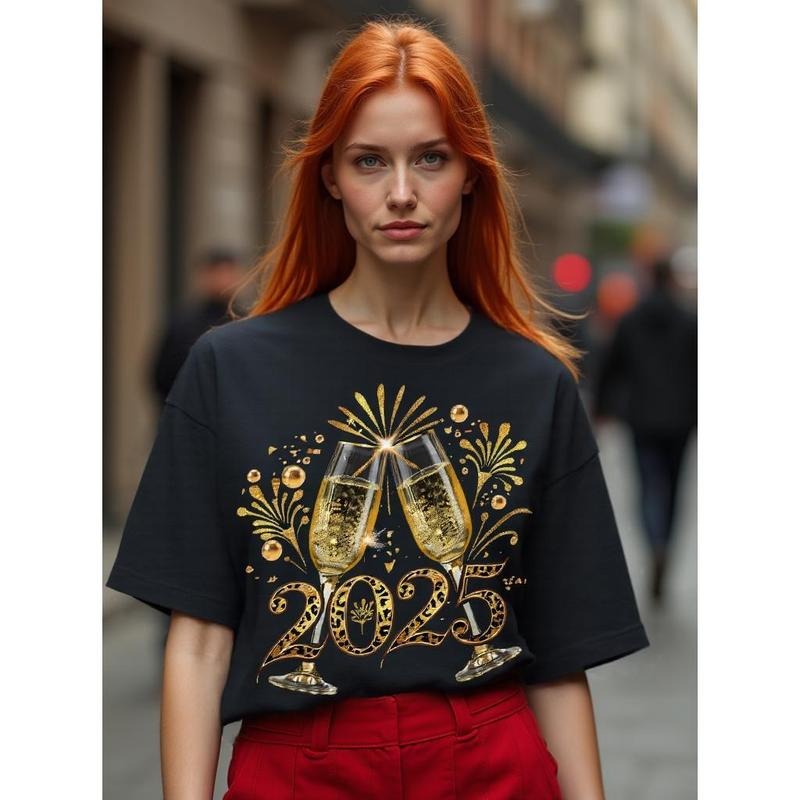 [100% Cotton] Cheers to 2025, 2025 New T-shirt Women Men Hoodie, Sweatshirt | InkThreadWorks.com