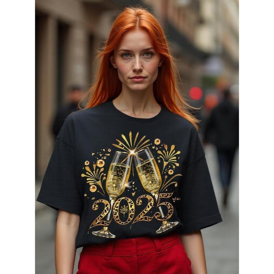 [100% Cotton] Cheers to 2025, 2025 New T-shirt Women Men Hoodie, Sweatshirt | InkThreadWorks.com