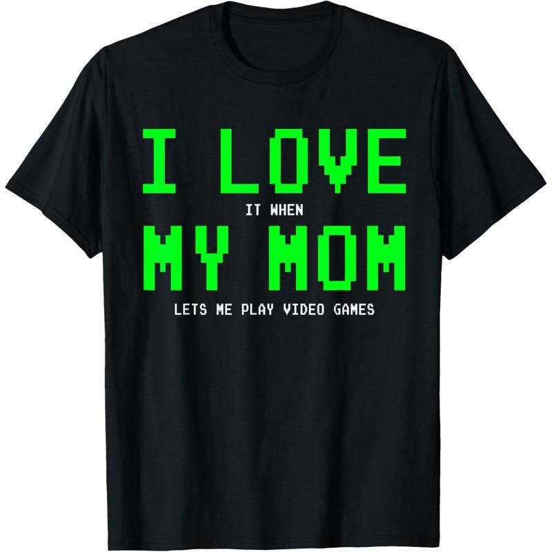 [100% Cotton] I Love My Mom - Gamer Gifts Gaming Teen Boys Video Game T-Shirt