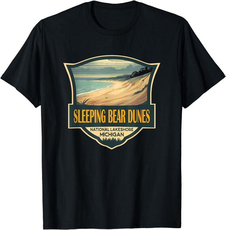 [100% Cotton] Sleeping Bear Dunes National Lakeshore Travel Retro Badge T-Shirt Hoodie, Sweatshirt | InkThreadWorks.com