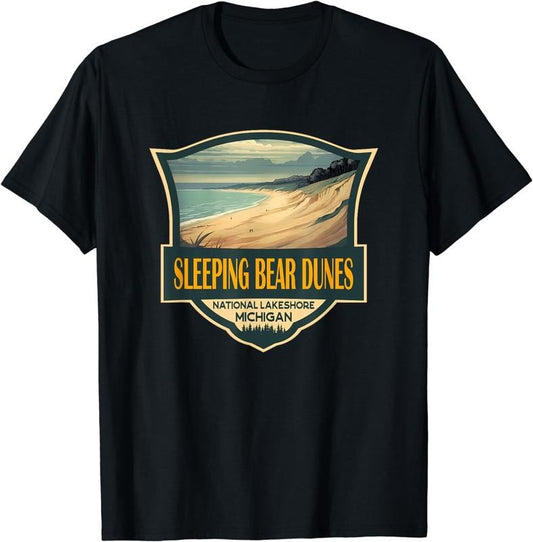 [100% Cotton] Sleeping Bear Dunes National Lakeshore Travel Retro Badge T-Shirt Hoodie, Sweatshirt | InkThreadWorks.com
