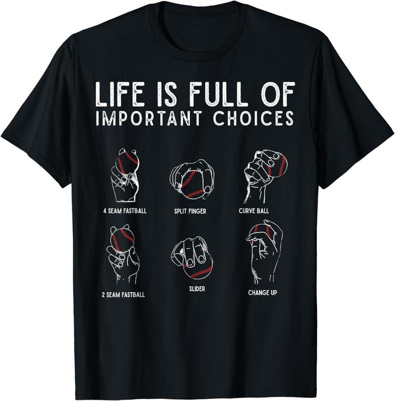 [100% Cotton] Types of Baseball Pitches Life Choices Pitcher Player T-Shirt Hoodie, Sweatshirt | InkThreadWorks.com