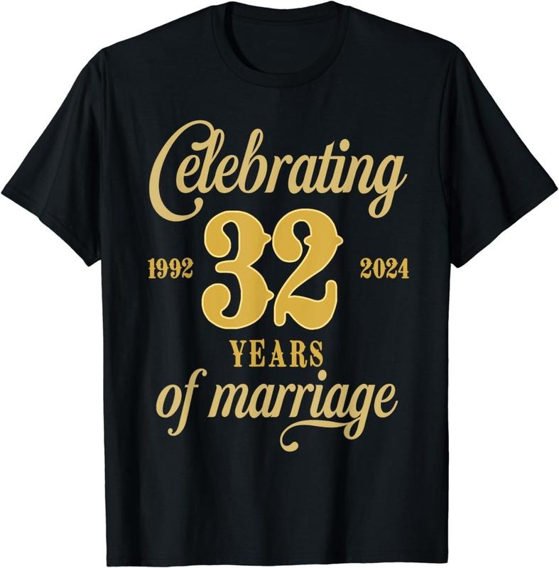 [100% Cotton]32 Years of Marriage 1992 Couple 32nd Wedding Anniversary T-Shirt Hoodie, Sweatshirt | InkThreadWorks.com