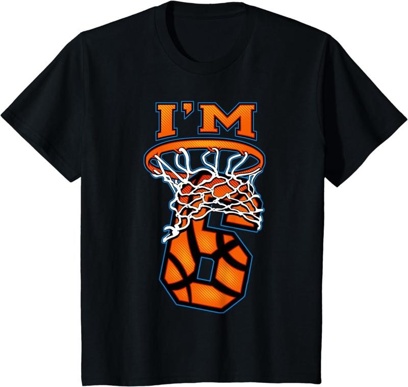 [100% Cotton]6th Birthday Basketball T-Shirt I'm 6 Boy Girl 6th Birthday Hoodie, Sweatshirt | InkThreadWorks.com