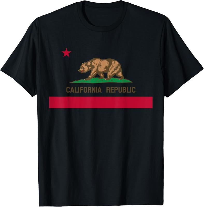 100% Cotton California Republic Flag Patriotic State Travel USA T-Shirt