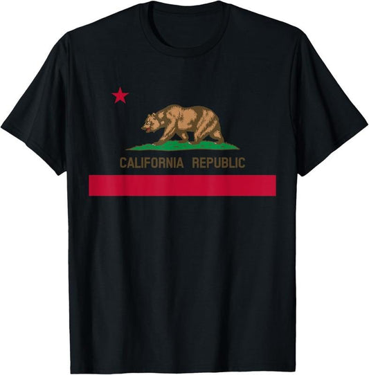 100% Cotton California Republic Flag Patriotic State Travel USA T-Shirt