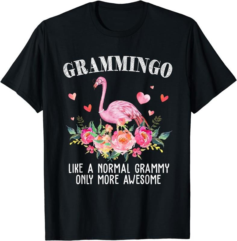 [100% Cotton]Flamingo Grammingo like a normal Grammy Gifts Funny Grandma Printed T-Shirt Hoodie, Sweatshirt