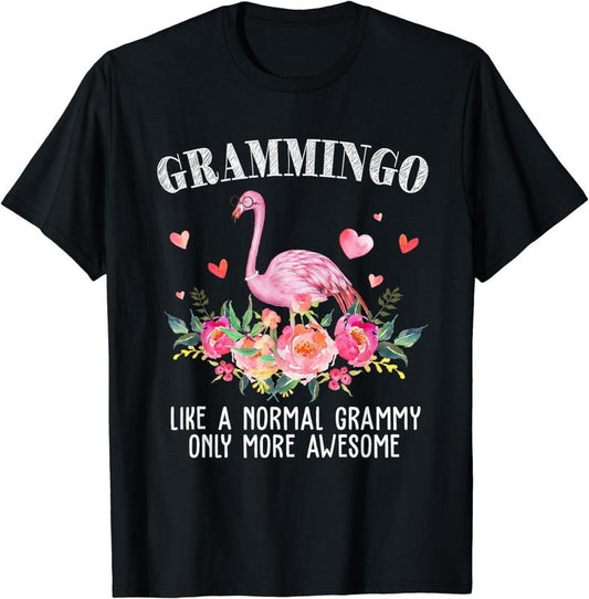 [100% Cotton]Flamingo Grammingo like a normal Grammy Gifts Funny Grandma Printed T-Shirt Hoodie, Sweatshirt