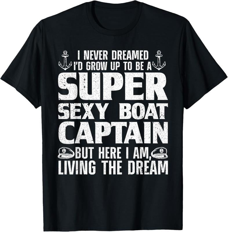 100% Cotton Funny Boat Captain Design For Men Women Boating Boat Captain T-Shirt