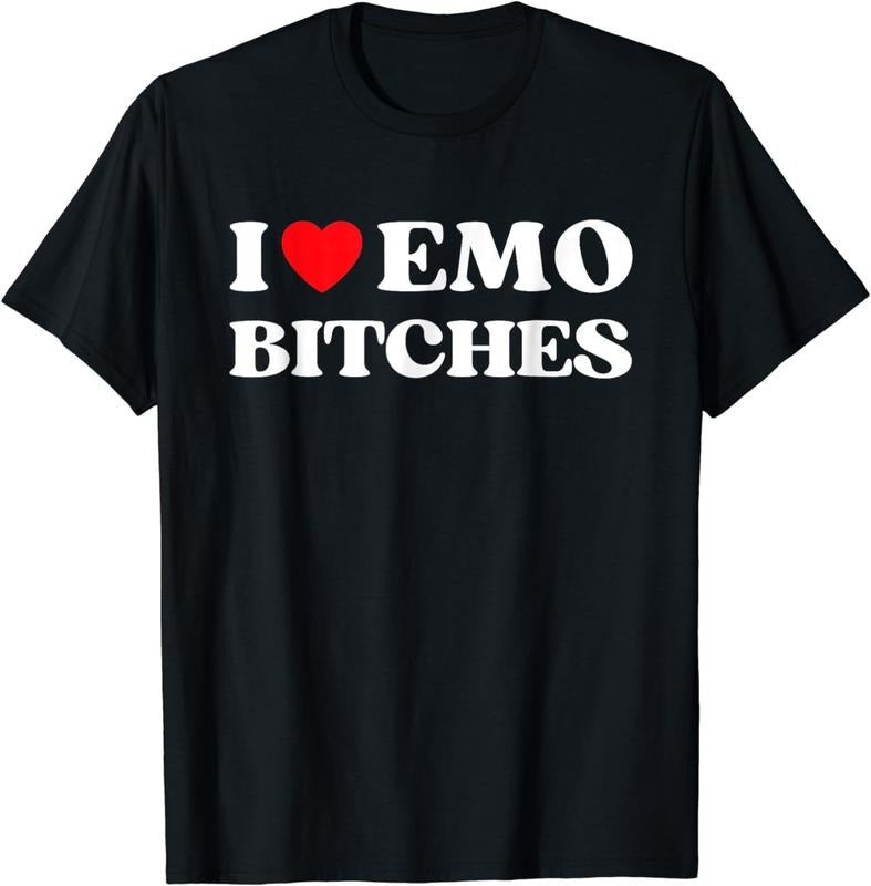 [100% Cotton]I Heart Emo Bitches Funny Quote Red Heart Emo Girl Style T-Shirt Hoodie, Sweatshirt | InkThreadWorks.com
