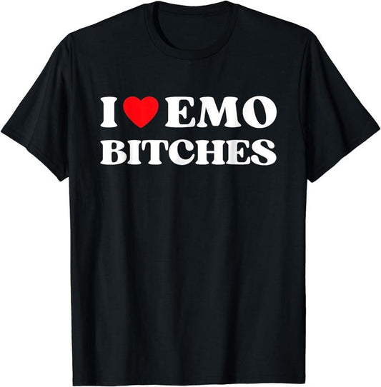 [100% Cotton]I Heart Emo Bitches Funny Quote Red Heart Emo Girl Style T-Shirt Hoodie, Sweatshirt | InkThreadWorks.com