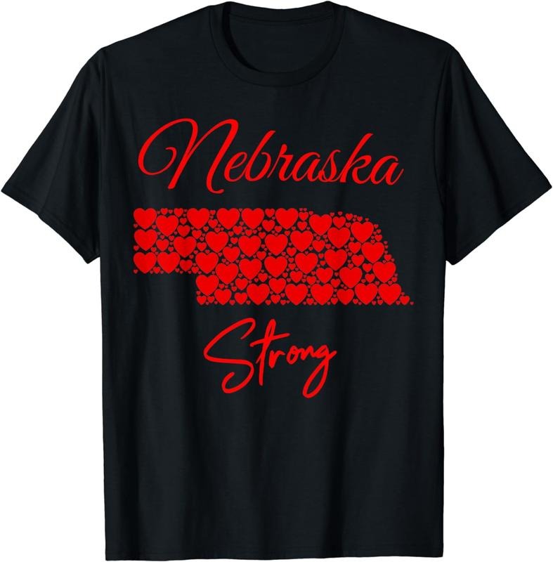 [100% Cotton]Men's Women's Nebraska-Strong T-Shirt Red Hearts Map Shirt Hoodie, Sweatshirt | InkThreadWorks.com