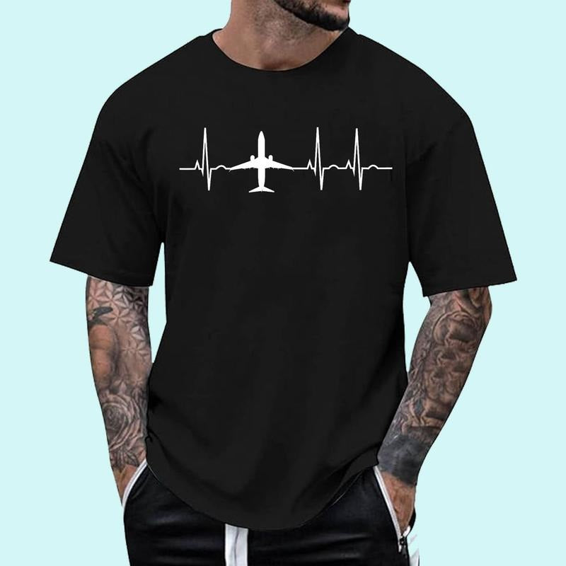 [100% Cotton Shirt] Airplane Heartbeat Pilot Flying Cool Aviator Unisex T-Shirt Hoodie, Sweatshirt | InkThreadWorks.com