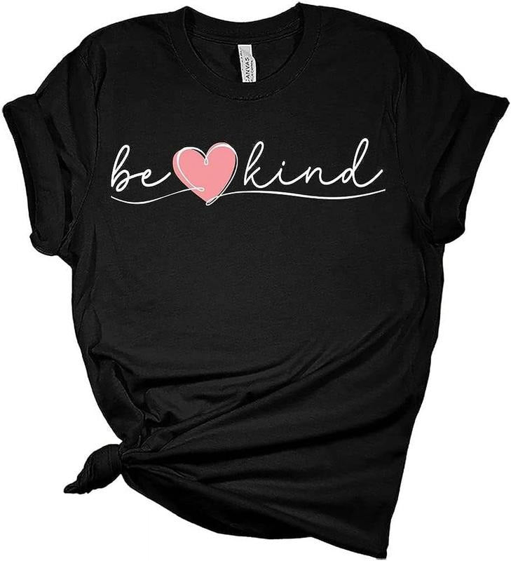 [100% Cotton]Womens Be Kind Shirt Casual Ladies Cute Teacher Graphic Tees Spring Short Sleeve Plus Size Summer Tops for Women