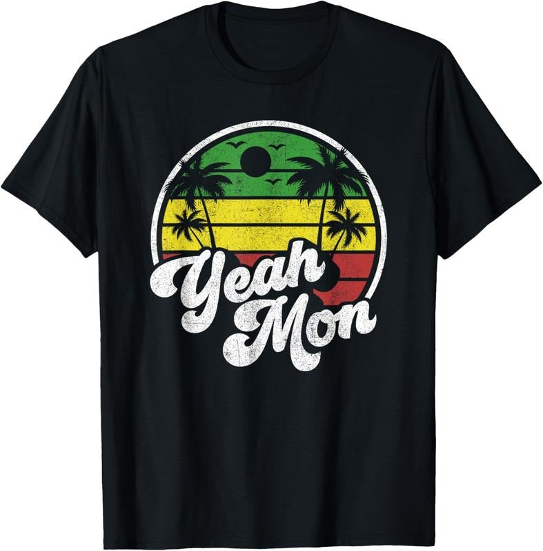100% Cotton Yeah Mon Vintage Jamaica Reggae Jamaican Vacation Retro Gift T-Shirt