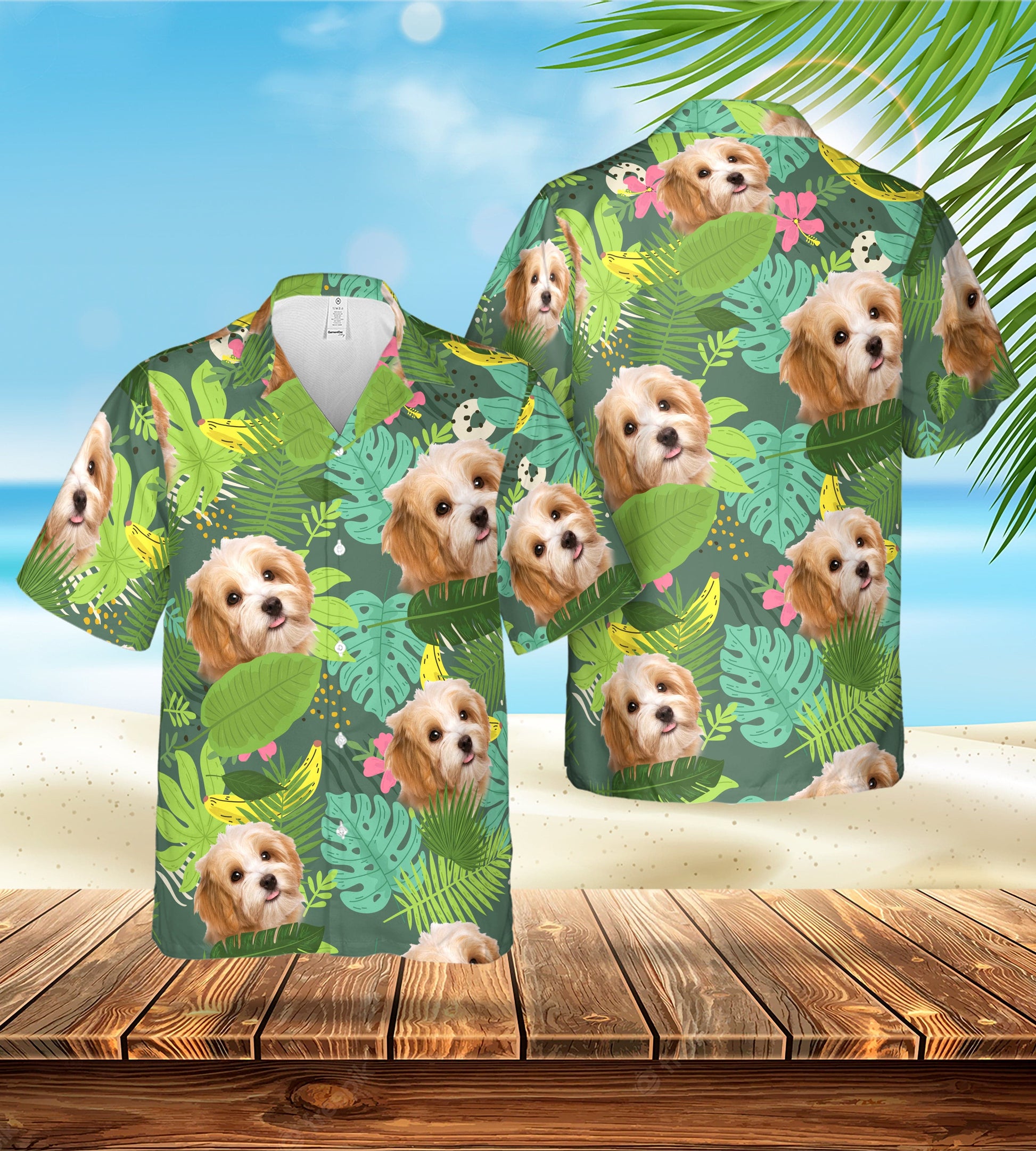 Custom Hawaiian Shirt (Leafy Green: 1-4 Pets)