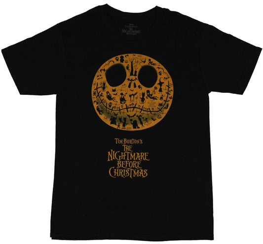 Nightmare Before Christmas Mens T-Shirt -  Jack Face Filled With Movie Images