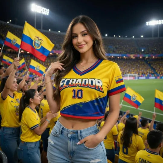 Ecuador Soccer Jersey Crop Top, Personalized Football Shirt, World Cup Fan Apparel