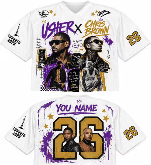Chris Brown Usher Crop Top Personalized, RnB Tour 2026 Jersey