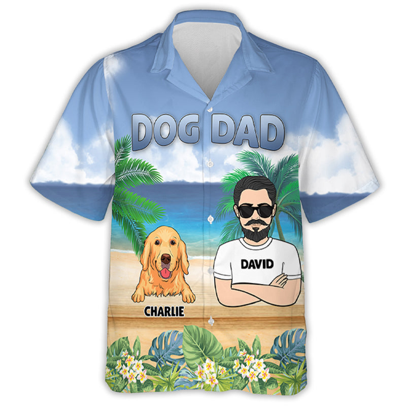 Dog Dad Summer - Personalized Custom Hawaiian Shirt