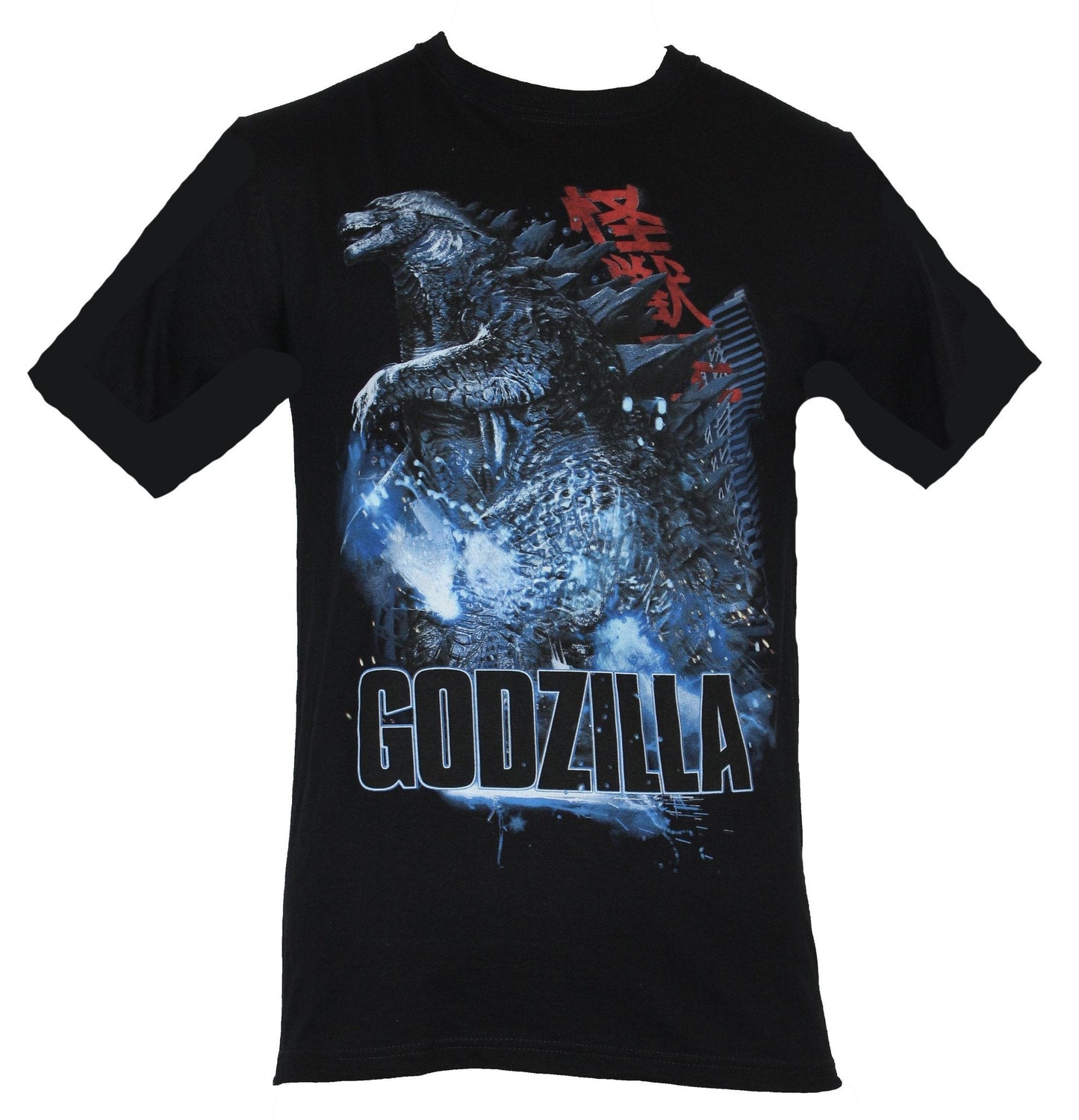 Godzilla Mens T-Shirt -  Movie Style Godzilla Trampling City W/ Japaneese