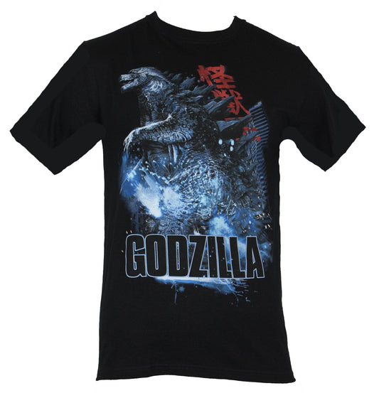 Godzilla Mens T-Shirt -  Movie Style Godzilla Trampling City W/ Japaneese