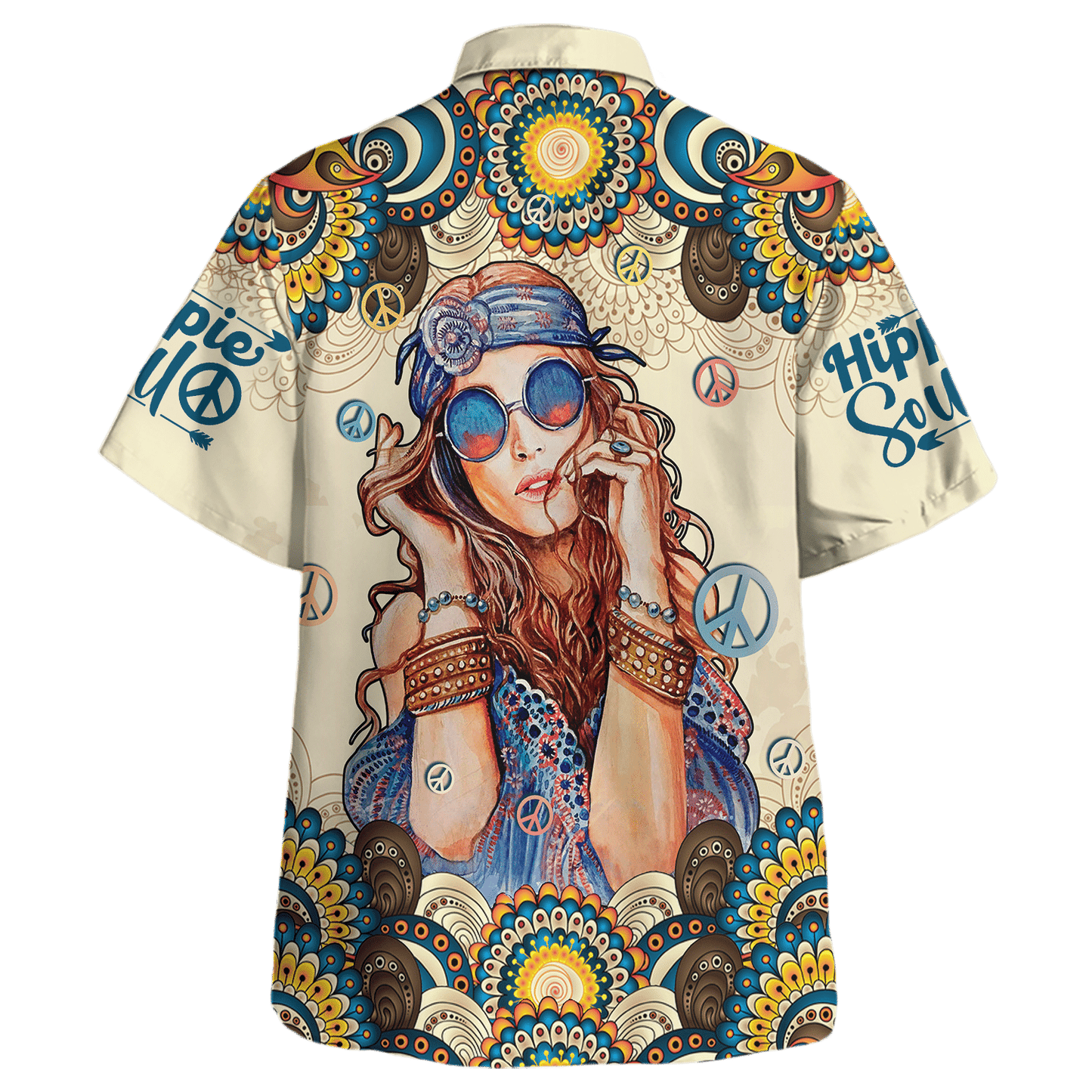Hippie Hawaiian Shirt Retro Peace Love Vacation Style NV-HP-28