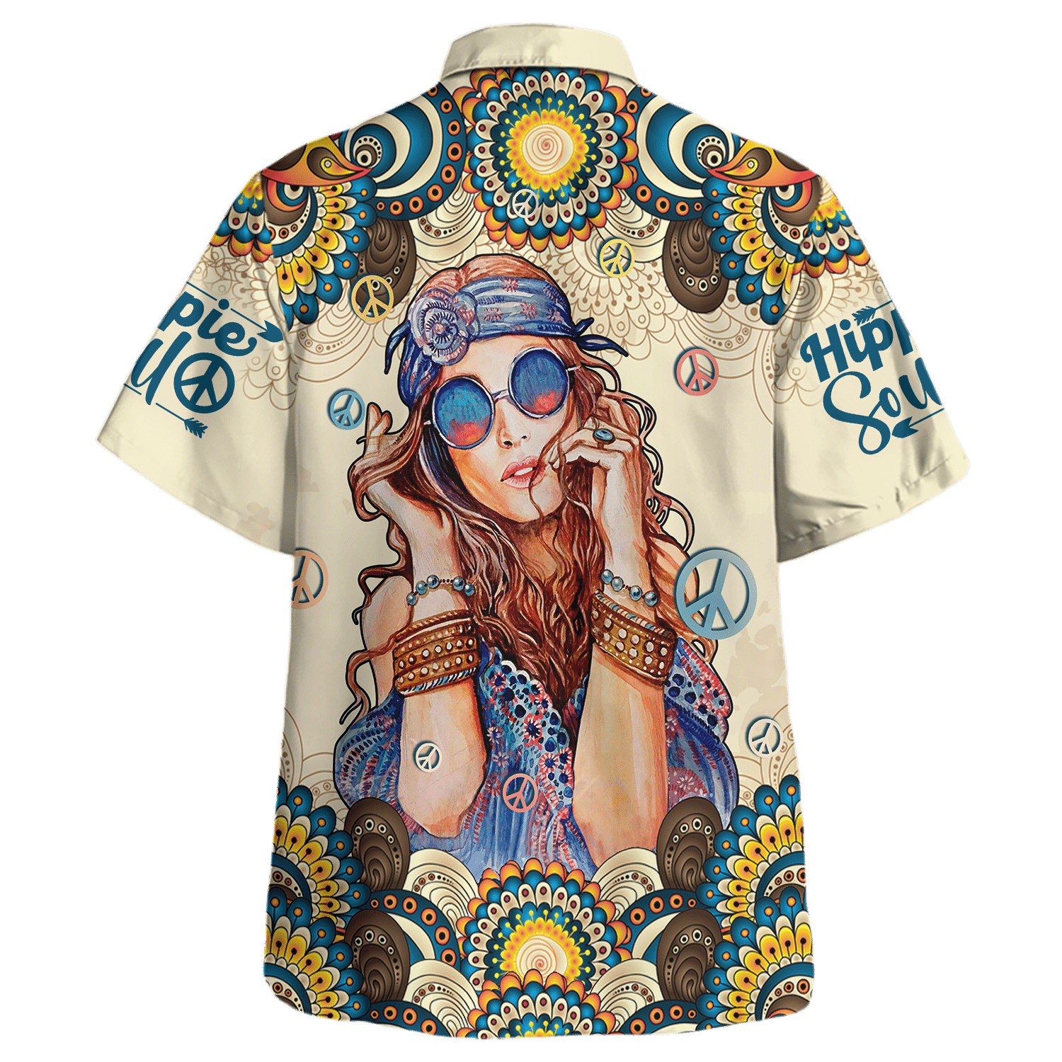 Hippie Hawaiian Shirt Retro Peace Love Vacation Style NV-HP-28