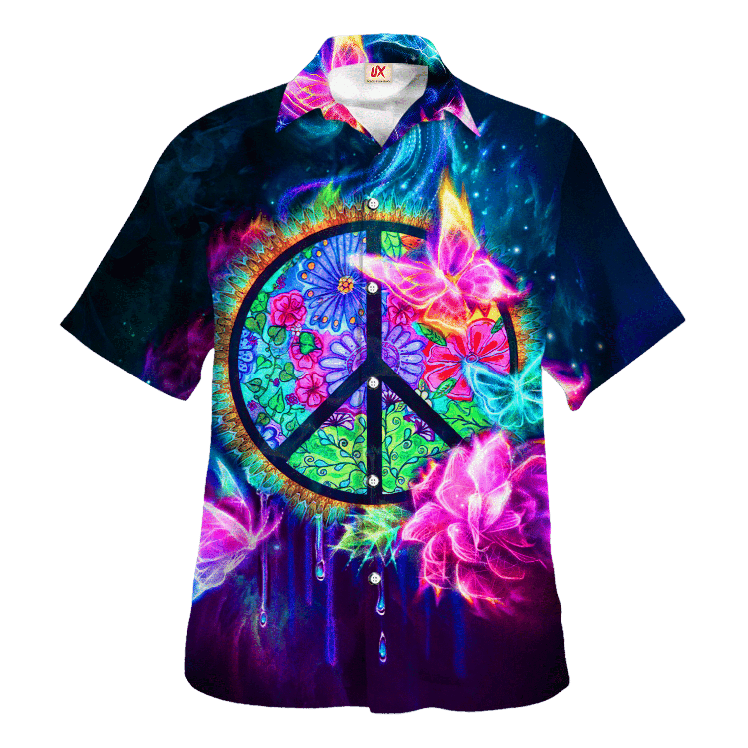 Hippie Hawaiian Shirt Groovy Vacation Beach Style HBL-HP-21