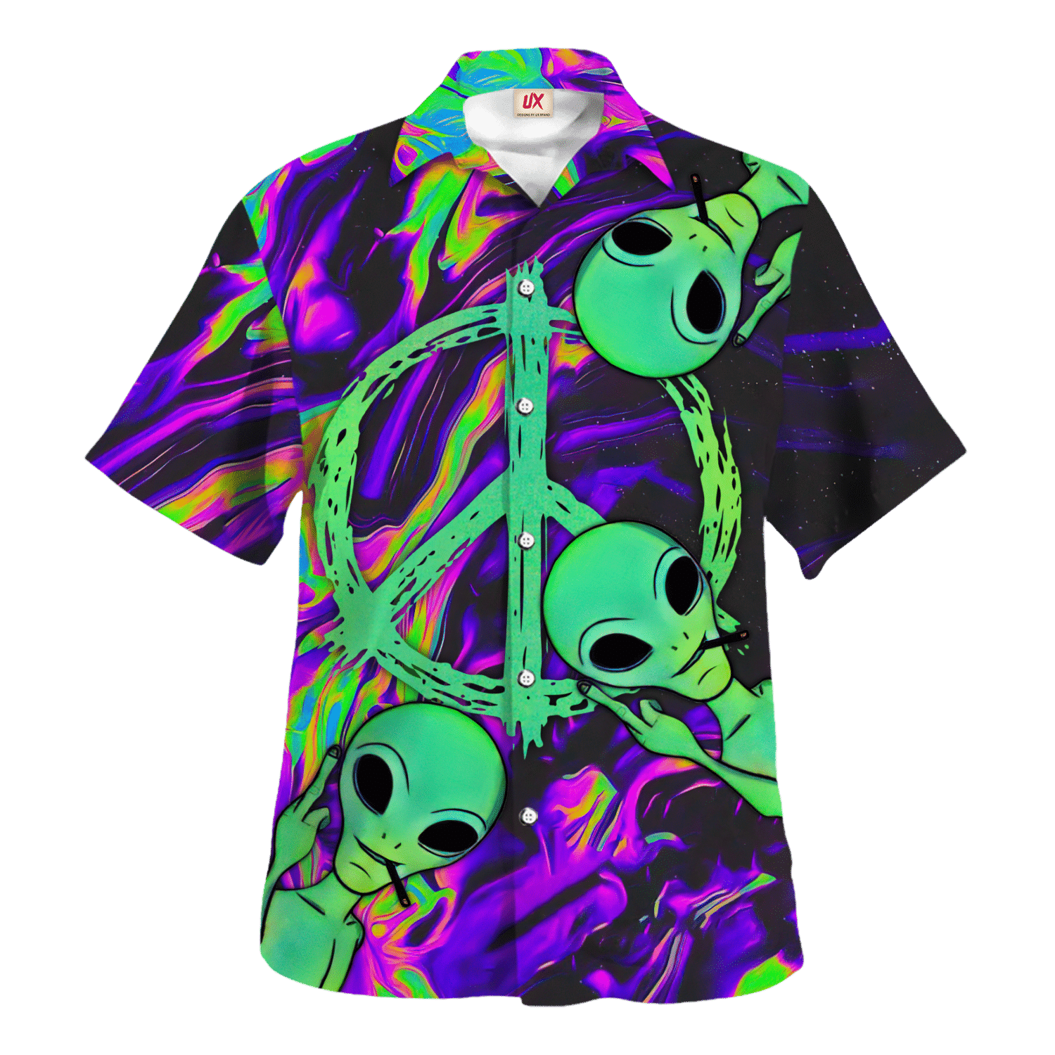 Hippie Hawaiian Shirt Psychedelic Retro Party Style HBL-HP-23