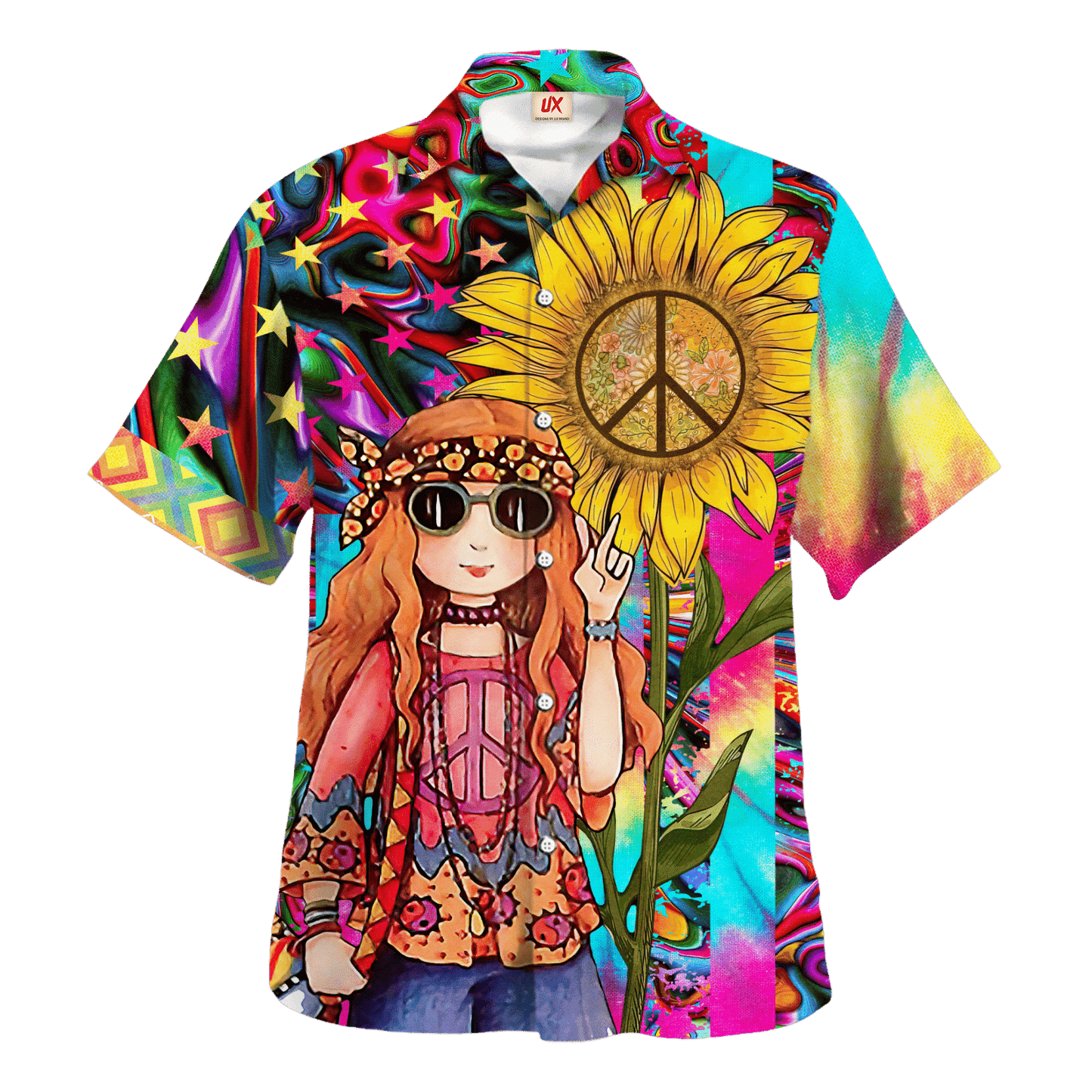Hippie Hawaiian Shirt Groovy 70s Beach Style HBL-HP-27