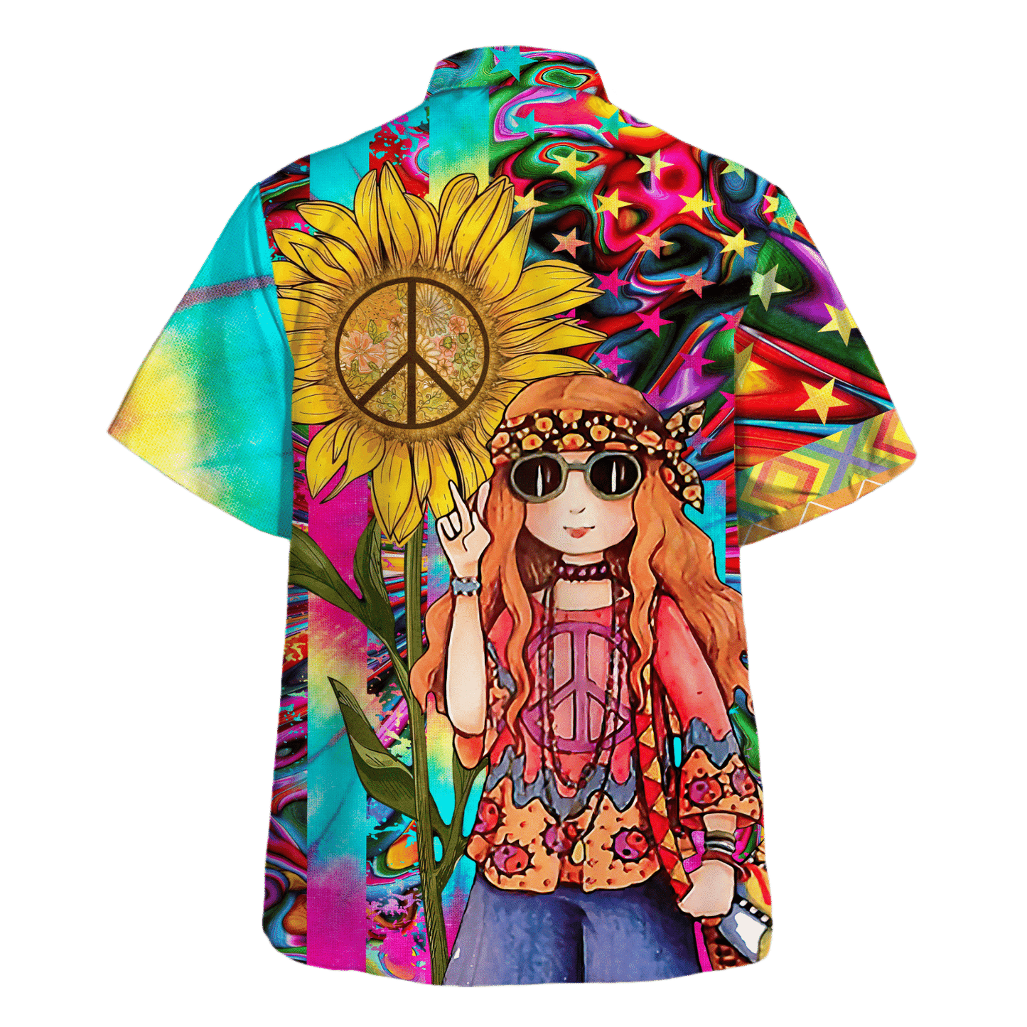Hippie Hawaiian Shirt Groovy 70s Beach Style HBL-HP-27