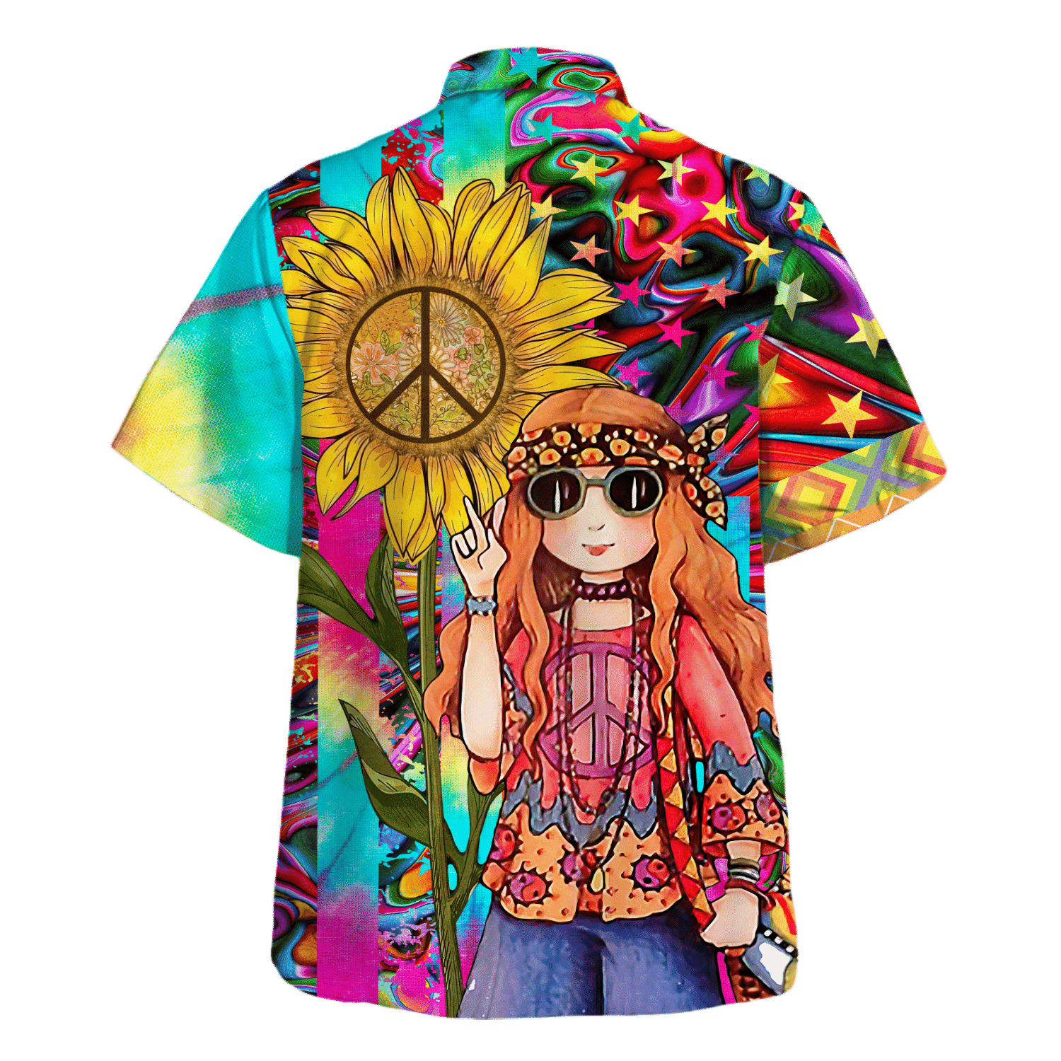 Hippie Hawaiian Shirt Groovy 70s Beach Style HBL-HP-27