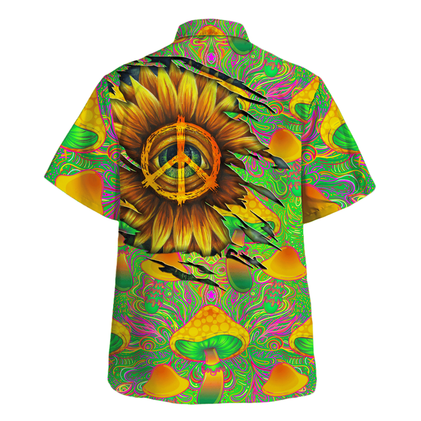 Hippie Hawaiian Shirt Retro Peace Sign Beach Style HBL-HP-28