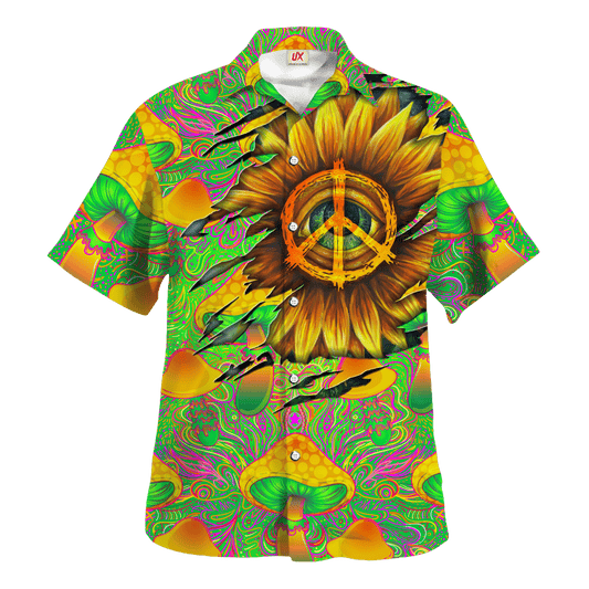 Hippie Hawaiian Shirt Retro Peace Sign Beach Style HBL-HP-28