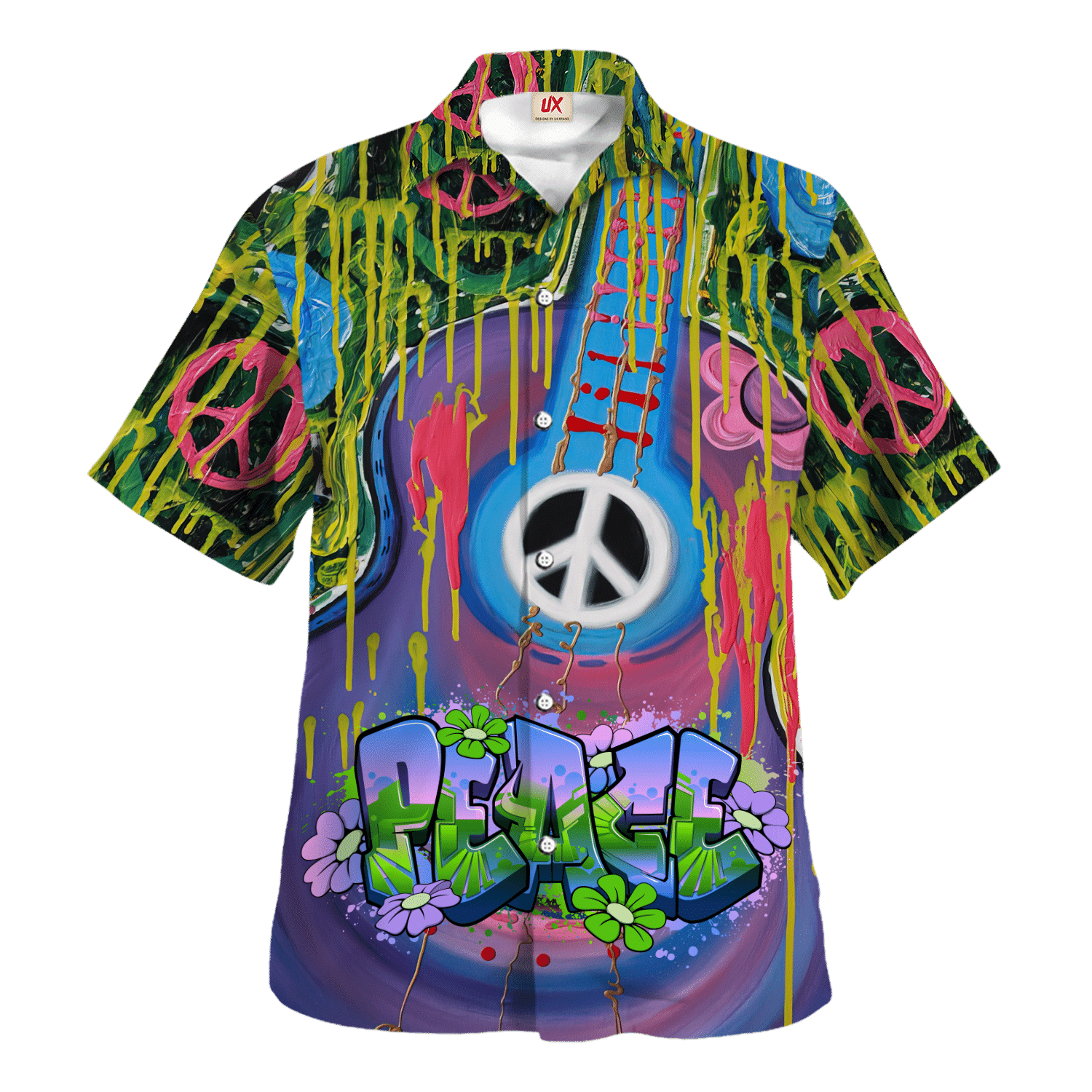 Hippie Hawaiian Shirt Groovy Summer Festival Style HBL-HP-30