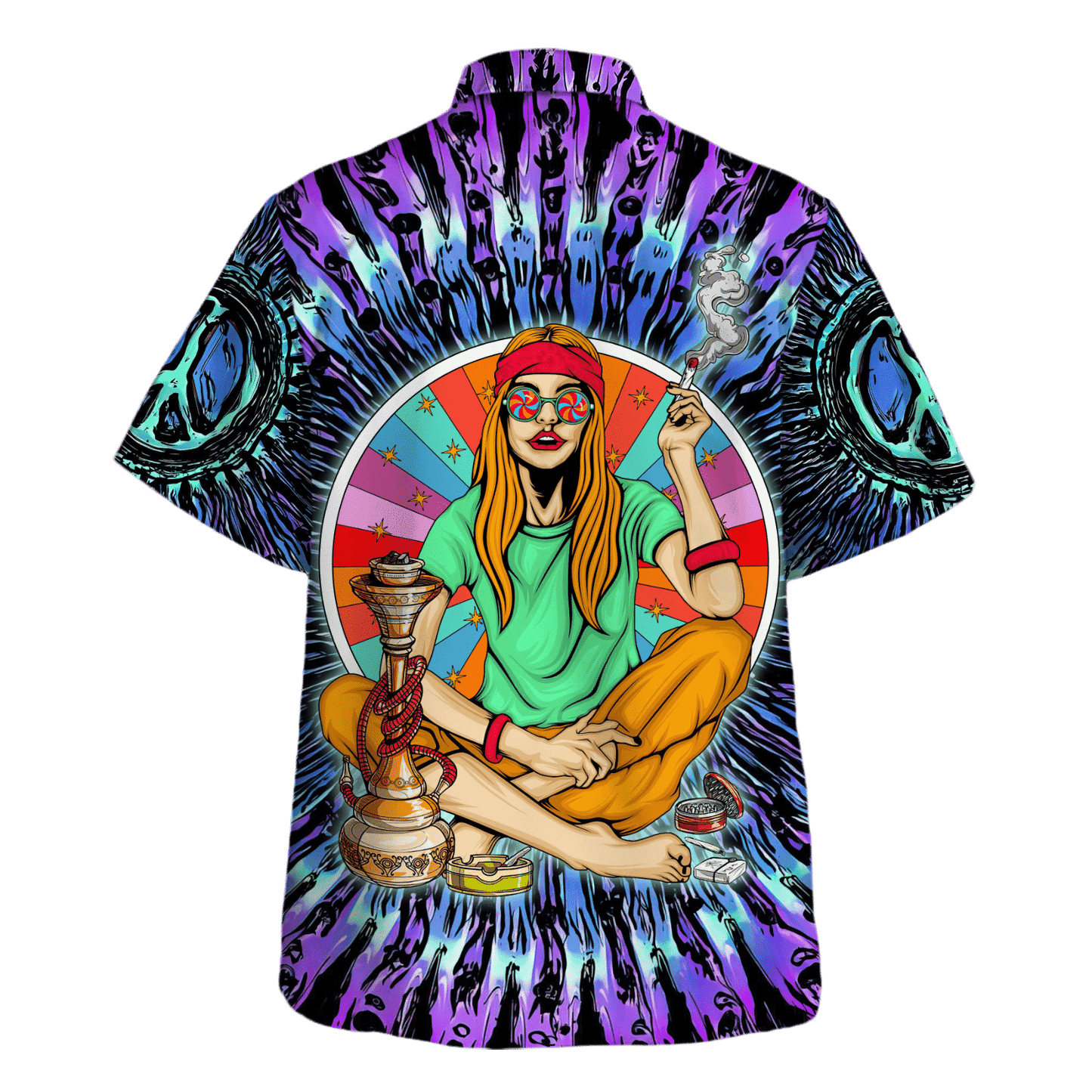 Hippie Hawaiian Shirt Psychedelic Festival Beach Style HBL-HP-33