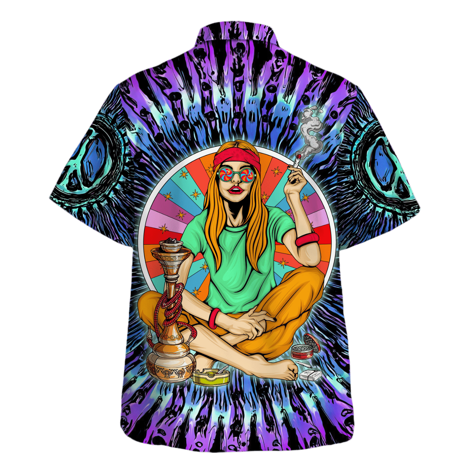Hippie Hawaiian Shirt Psychedelic Festival Beach Style HBL-HP-33