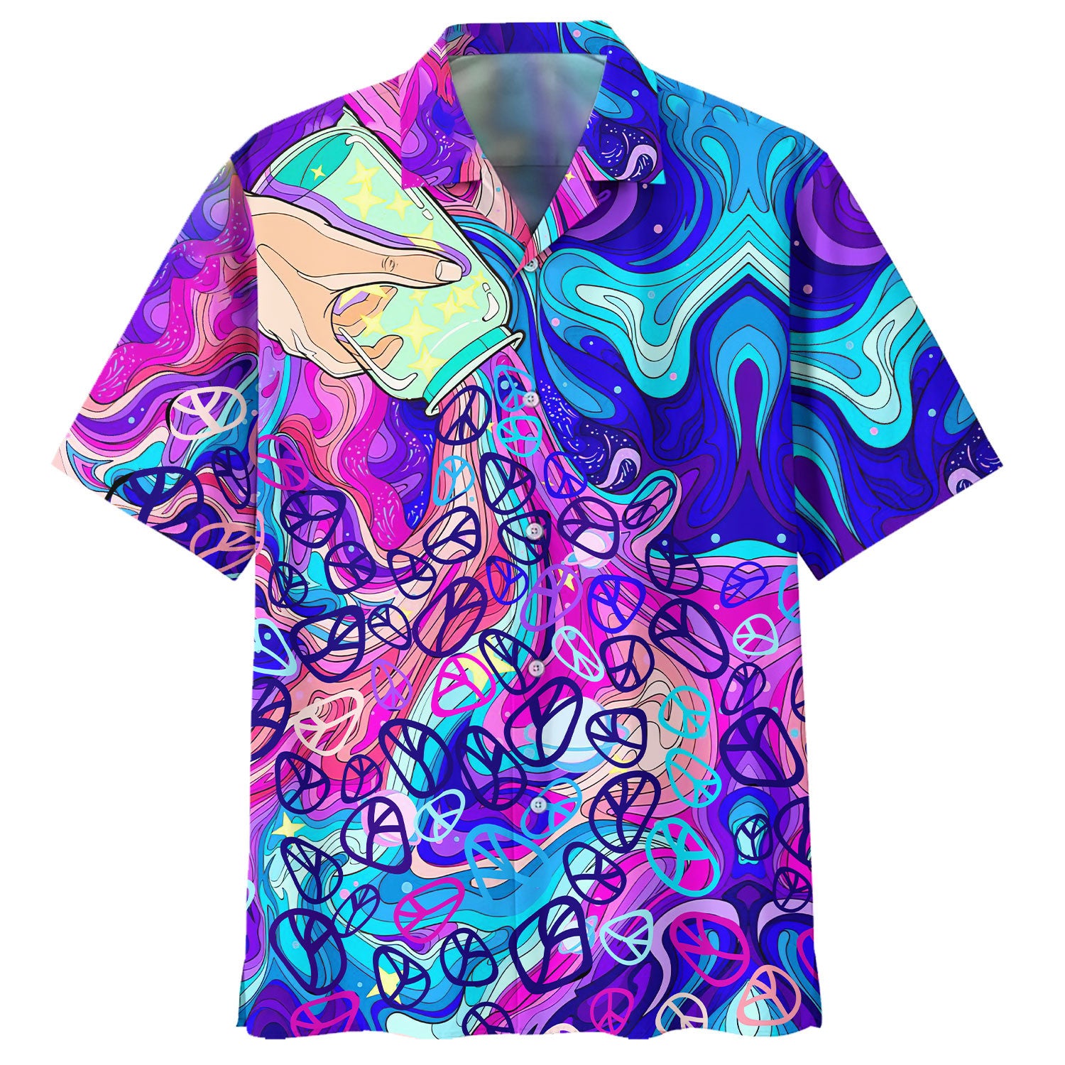 Hippie Hawaiian Shirt Retro 70s Groovy Summer Beach Style DBA-HP-15