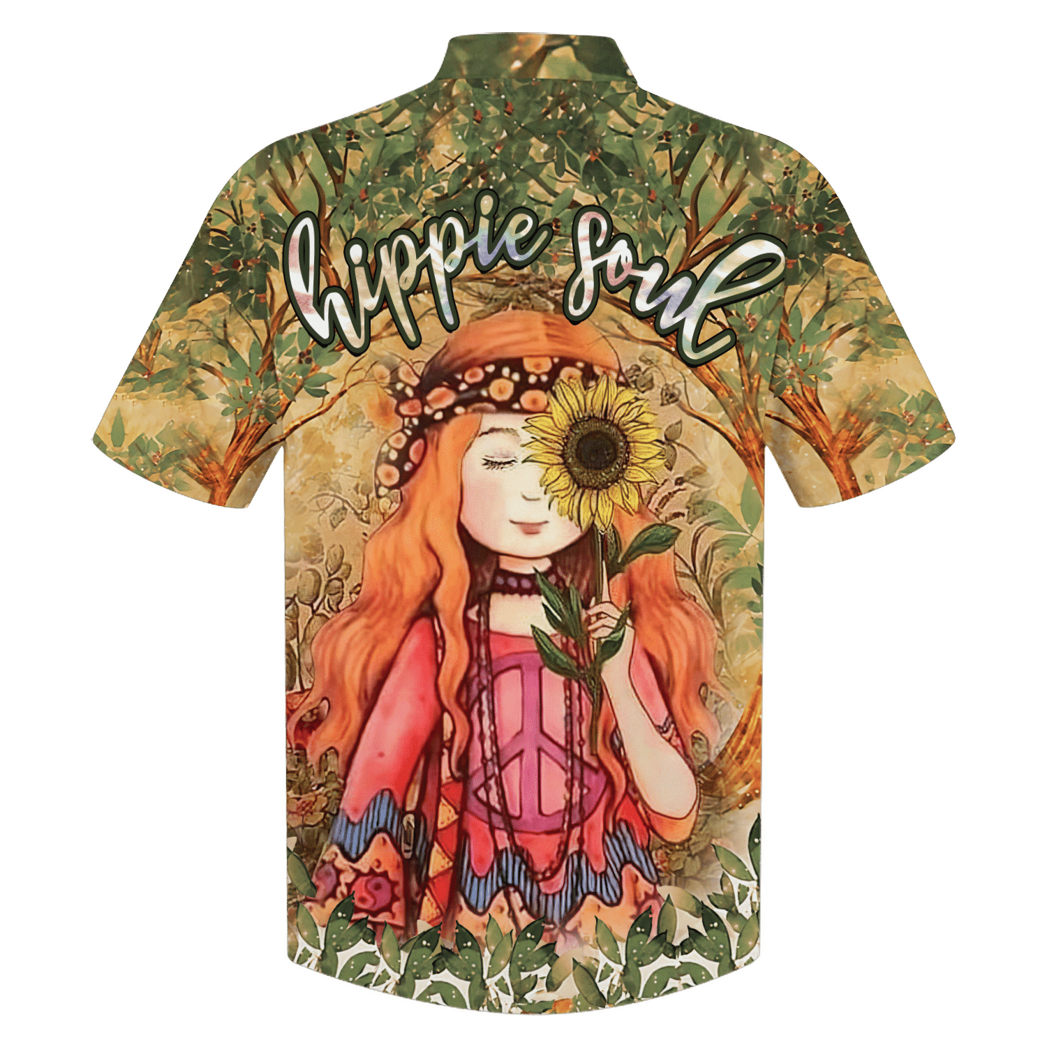 Hippie Hawaiian Shirt Retro Peace Love Festival Style DBA-1503-HP-03