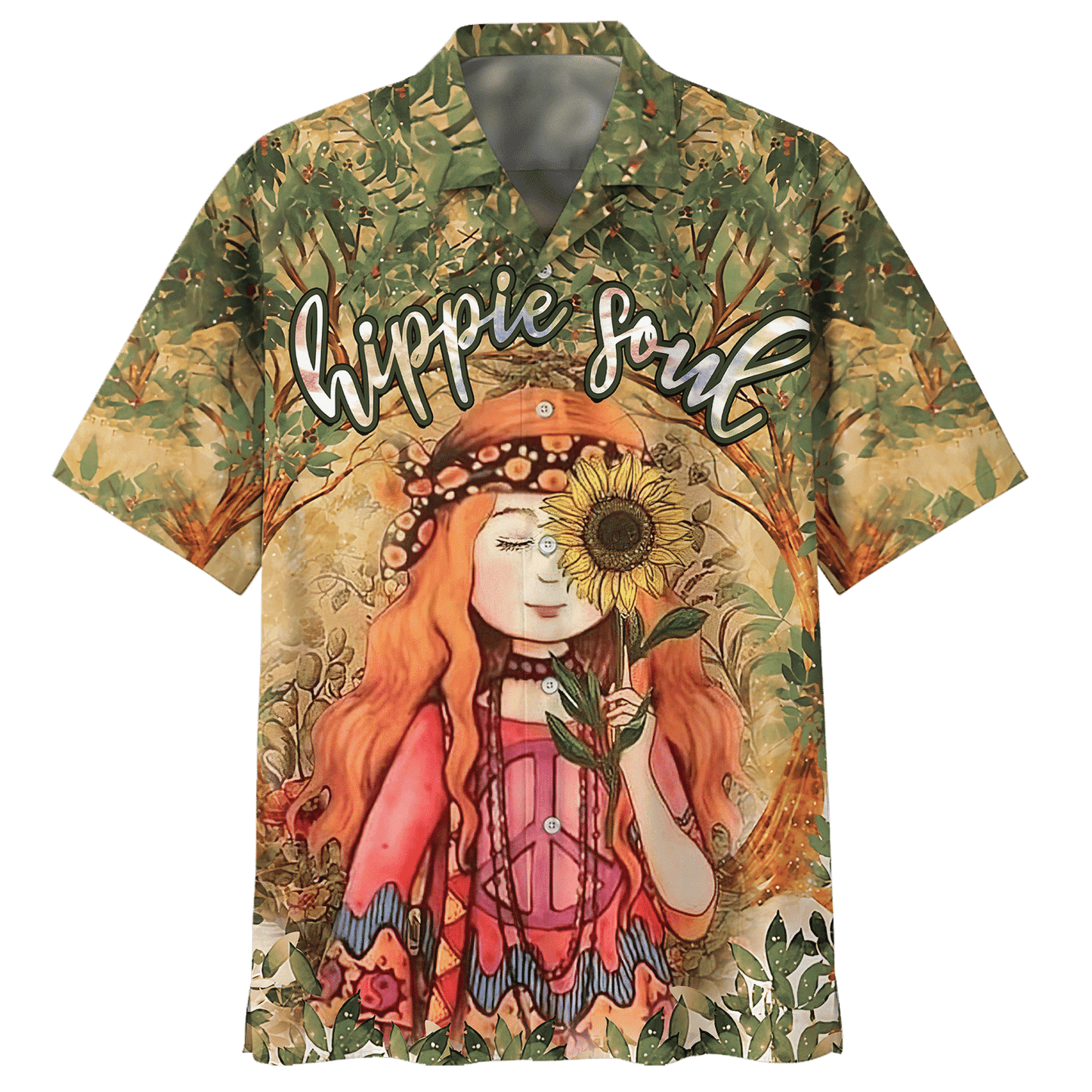 Hippie Hawaiian Shirt Retro Peace Love Festival Style DBA-1503-HP-03