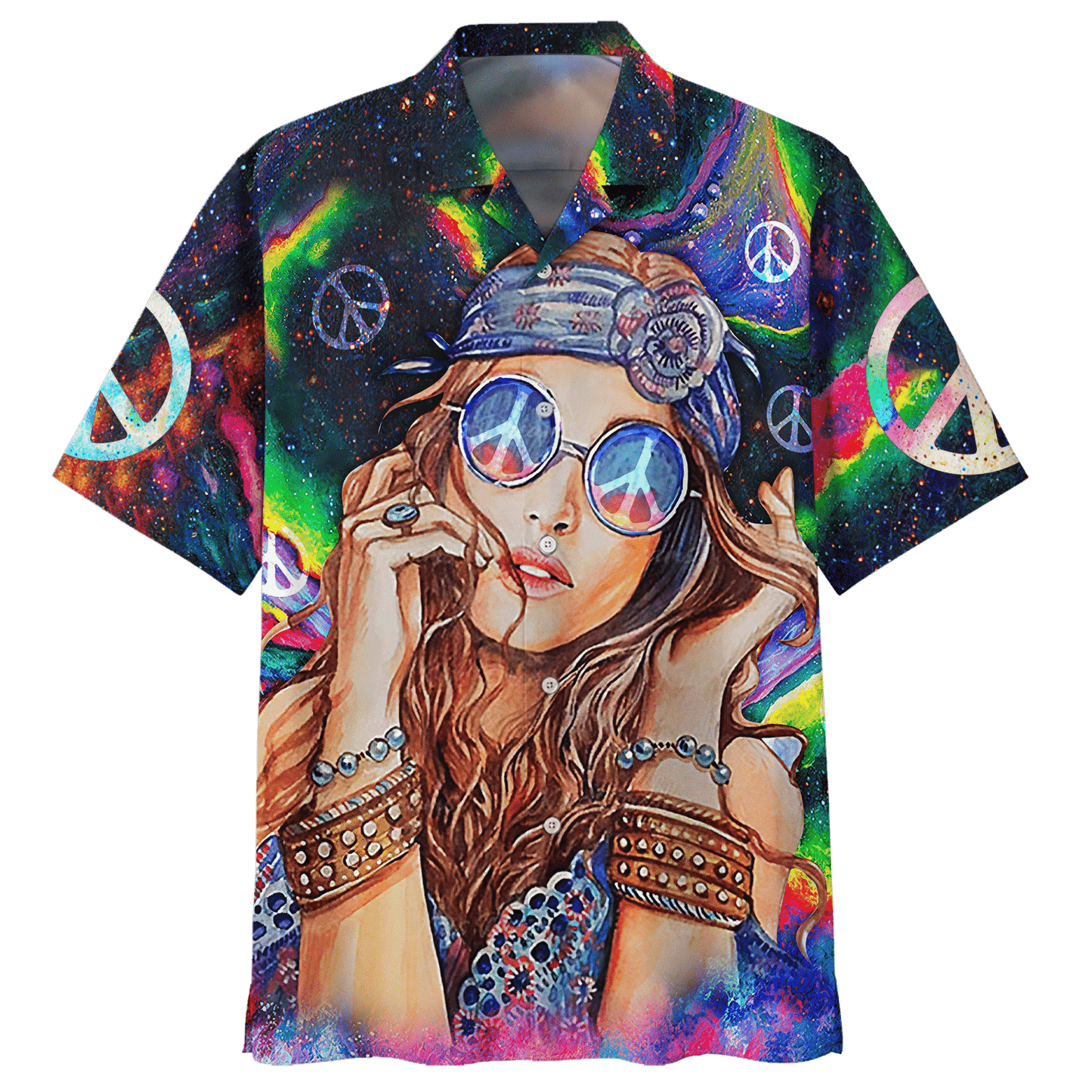 Hippie Hawaiian Shirt Vintage Psychedelic Beach Style DBA-1103-HP-07