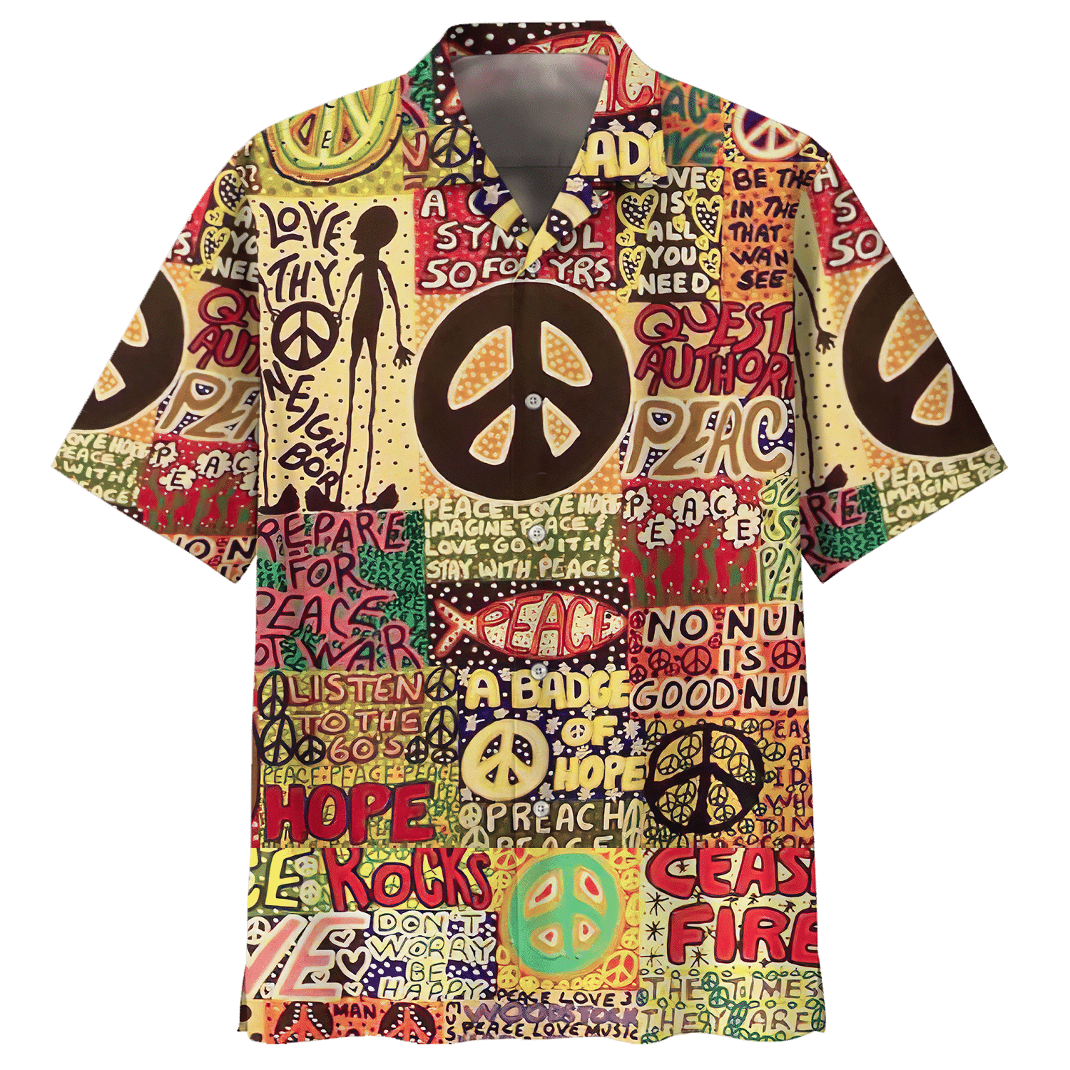 Hippie Hawaiian Shirt Retro 70s Summer Beach Style DBA-1103-HP-04