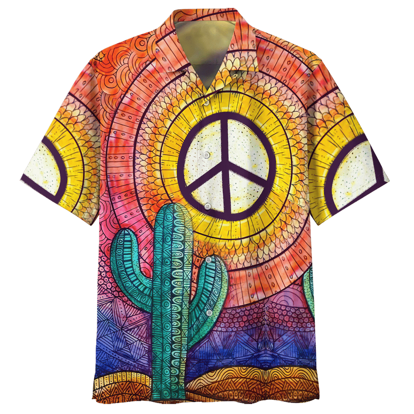 Hippie Hawaiian Shirt Psychedelic Retro Festival Style DBA-1103-HP-03