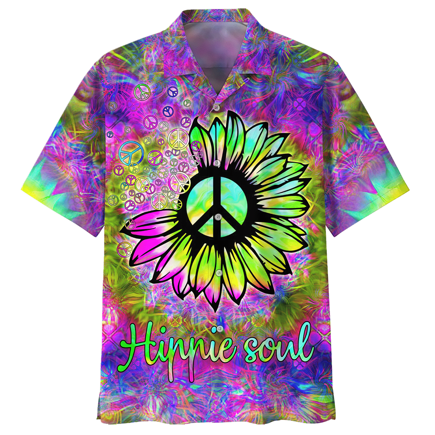 Hippie Hawaiian Shirt Groovy Peace Love Summer Style HBL-HP-10