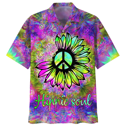 Hippie Hawaiian Shirt Groovy Peace Love Summer Style HBL-HP-10